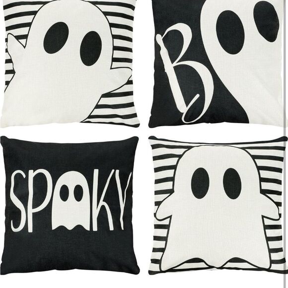 Black and White Ghost Throw Pillow Covers - Picture 1 of 7